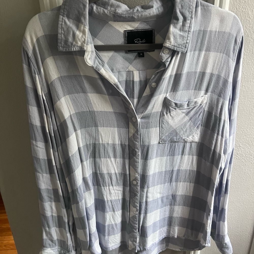 RAILS lavender & cream gingham blouse